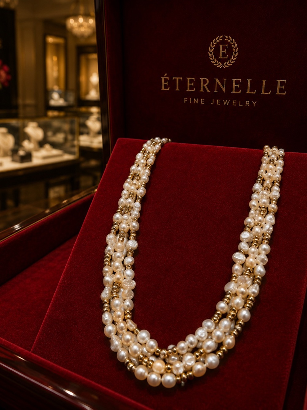 Genuine Pearls Vintage ELLEN TRACY Three Strands Freshwater Pearl Necklace